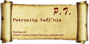 Petrovity Teónia névjegykártya